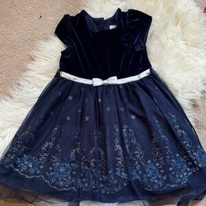 Jona Michelle Navy Blue Dress with Silver Bow